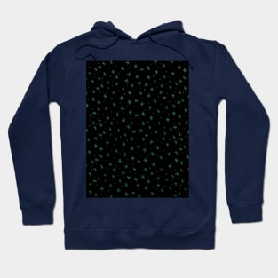 Snowflakes and dots - green and black Hoodie